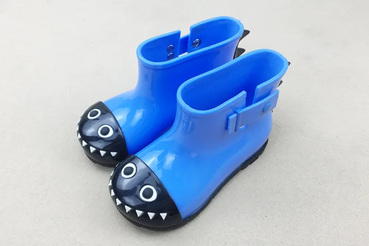 Резиновые сапоги для детей, для девочек и мальчиков, детские резиновые сапоги, ПВХ, водонепроницаемая обувь для малышей, Акула, водонепроницаемая обувь для мальчиков и девочек, резиновые сапоги для малышей - Цвет: Синий