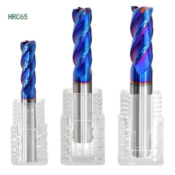 

HRC65 4 Flutes Tungsten Steel Solid Carbide Blue Coating Flat End Mill CNC Milling Cutter CNC Router Bits
