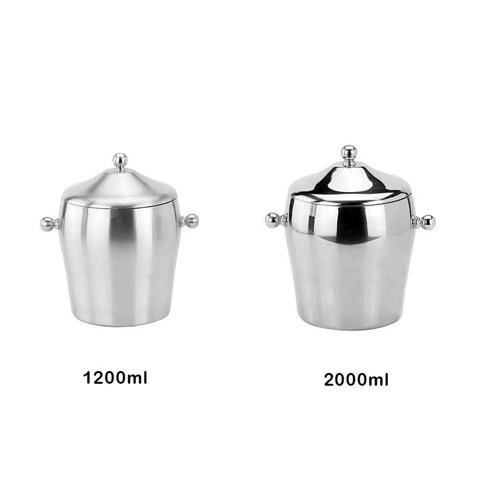 Нержавеющее стальное ведро для льда портативный двухслойный утолщенный