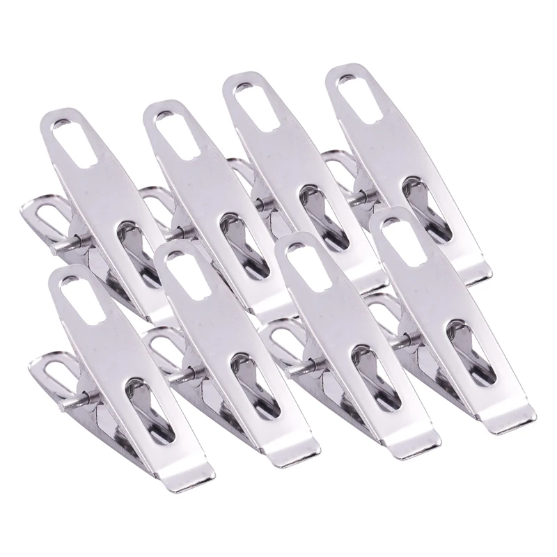 

8 Pcs Stainless Steel Spring Loaded Metal Laundry Clothes Clip Pegs