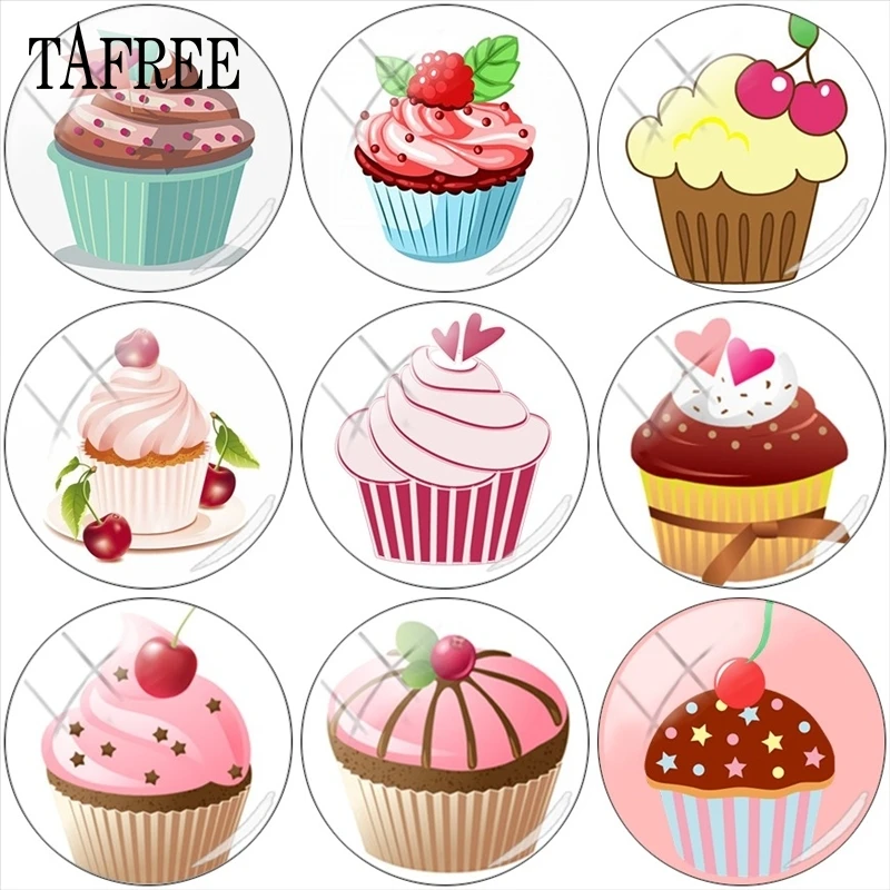 Стеклянный кабошон TAFREE с изображением вкусного торта фото 12 мм/15 мм/16 мм/18 мм/20