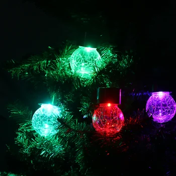 

4PCS Globe Sloar Lantern Outdoor Garden Light Color Change Crack Ball Glass LED Hanging Lights Patio Lamp For Christmas Party