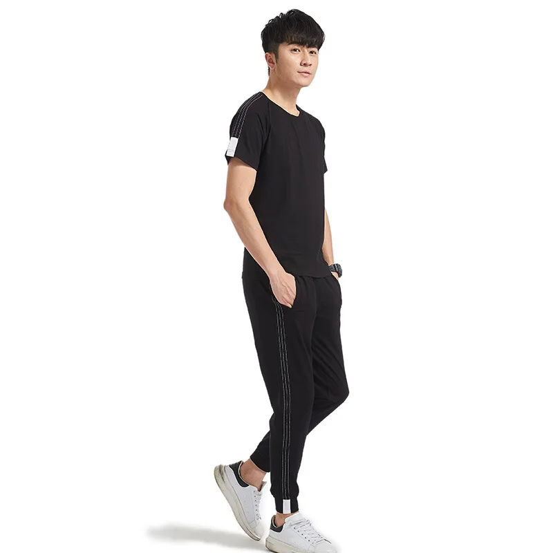 

Summer Plus-sized Menswear Leisure Suit Korean-style Loose Short Sleeve T-shirt Capri Pants Sportswear Youth Students Business A