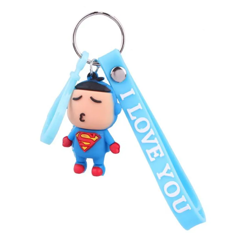 Comic Anime Superman Batman Captain America Iron Man Deadpool Cosplay Keychain Pendant Accessories Rubber Gift