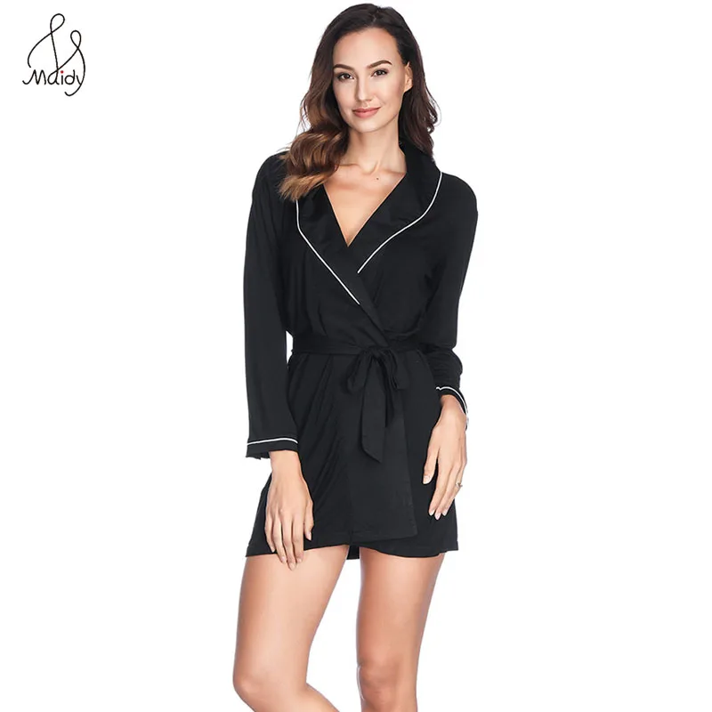 

Maidy Female Sexy Bathrobe Woman Bridesmaid Robes Modal Soft Nine Points Sleeve Sleepwear High Quality Dressing Gowns For Women