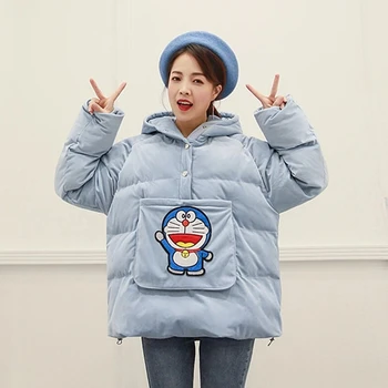 

Cotton Cartoon Loose Female Coat Autumn Winter Cute Jacket Women Parka Plus Size Basic Jackets Hood Snow Wear Outerwear Kawaii