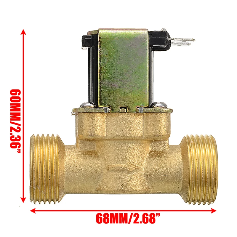 Electric Solenoid Valve Water Valve Normally Closed Brass For Water Control DC 12V Thread G3/4