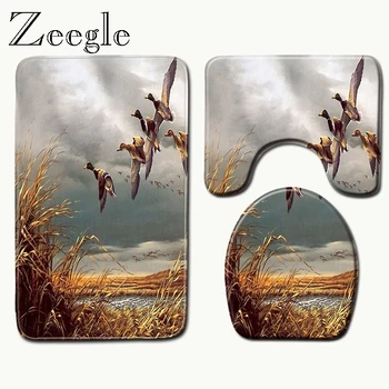 

Zeegle Bath Rugs Bathroom Bath Mat Pedestal Rug Lid Toilet Cover Bath Mat Set Non slip Water Absorb Bathroom Mats