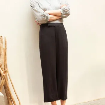 

2020 Spring Summer Women's Wide Leg Pants Solid Color Zipper Loose Casual Trousers with Pockets