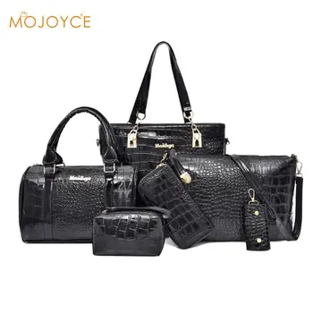 

6pcs/set Alligator Pattern Shoulder Handbags Clutch Leather Women Card Bags Handbag Shoulder Bags Solid Color Bag Dropshipping