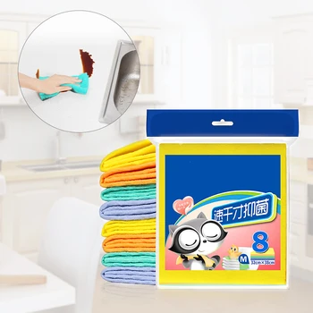 

8pcs/lot Home Towels Thicker Dish Cloth Polyester Fiber Wipe Rag Reusable Scouring Pad Table Kitchen Absorbent Cleaning Towel