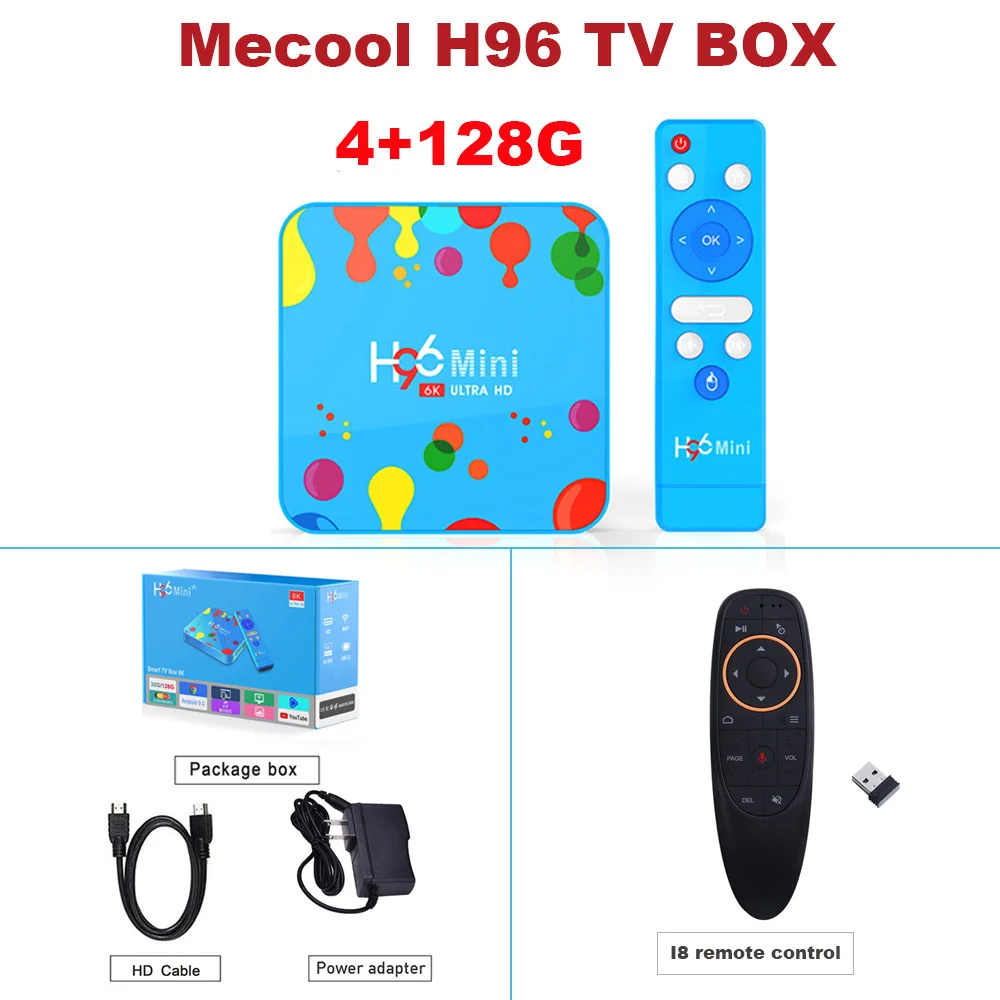 MECOOL H96 Andriod 9,0 ТВ коробка 4G Оперативная память+ 32/128G Встроенная память Мини-Камера Allwinner H6 4 ядра ТВ коробка 6K HD 4K 30fps H.265 комплект для умного дома компьютерной приставки к телевизору - Цвет: H96TVBOX 4-128G-G10