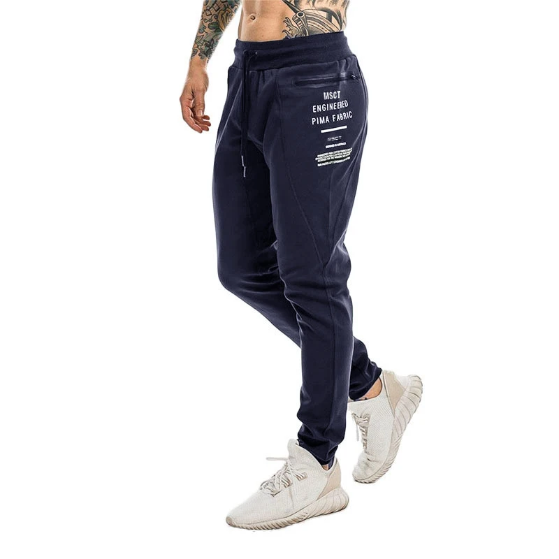 Брюки мужские тренировочные повседневные штаны для бега для тренировок, Мужская Уличная одежда в стиле хип-хоп - Цвет: Темно-синий