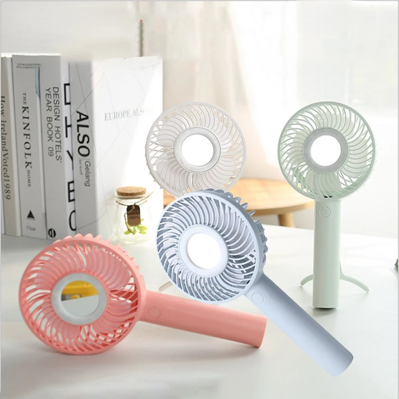 

Handheld With Fill Light Mirror Bracket Desktop Fan Mini Portable Usb Fan