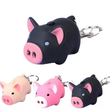 Mini adorável porco chaveiro led som luminoso dos desenhos animados porco chaveiro tt @ 88