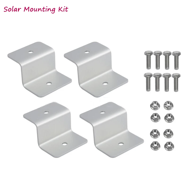 

4pcs Z style solar end clamp PV Solar Mounting bracket kits aluminum Brackets with stainless bolts for Solar System Fitting
