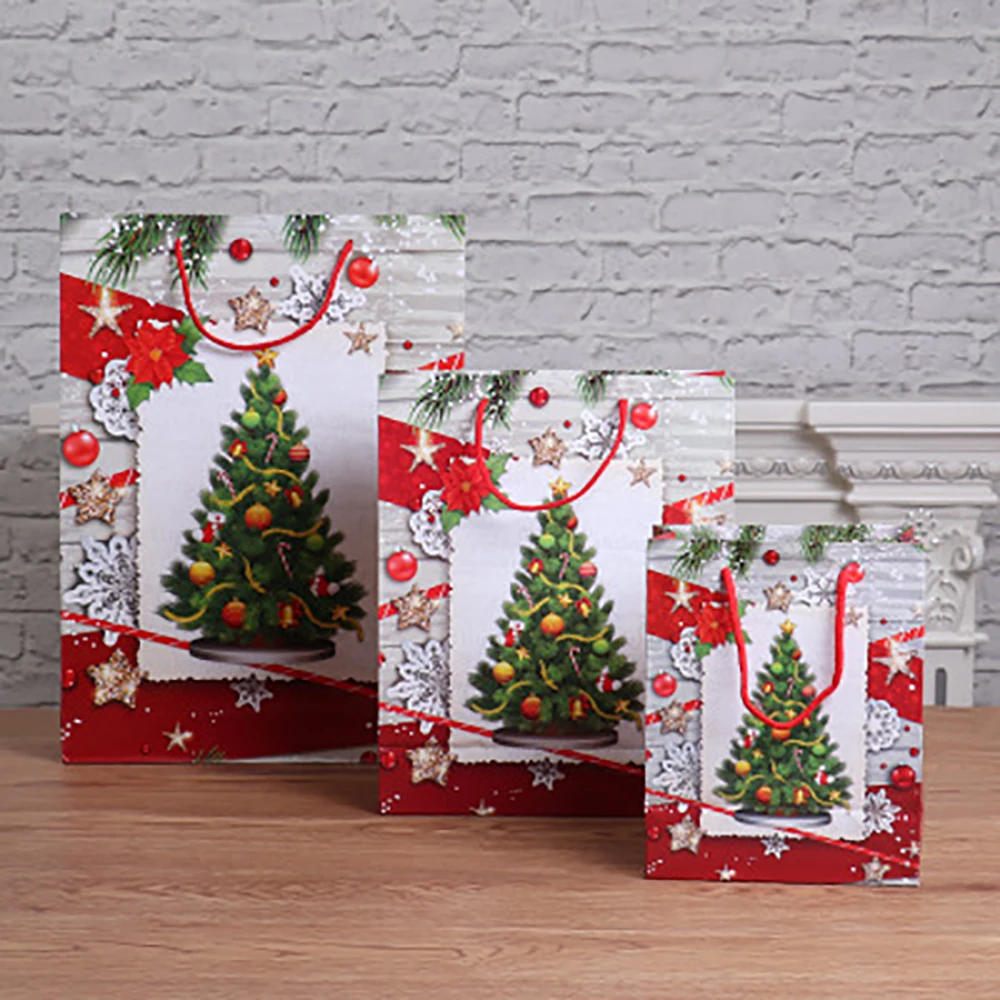 Рождественские подарочные пакеты, бумажные качественные мешочки для покупок, Подарочная посылка, рождественские принадлежности
