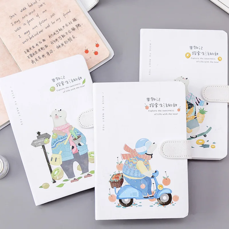 

128sheets 128x188mm Kawaii Cute Cartoon Fruit Magnetic Buckle Illustrator Notebook Back School Diary Weekly Planner Accessories
