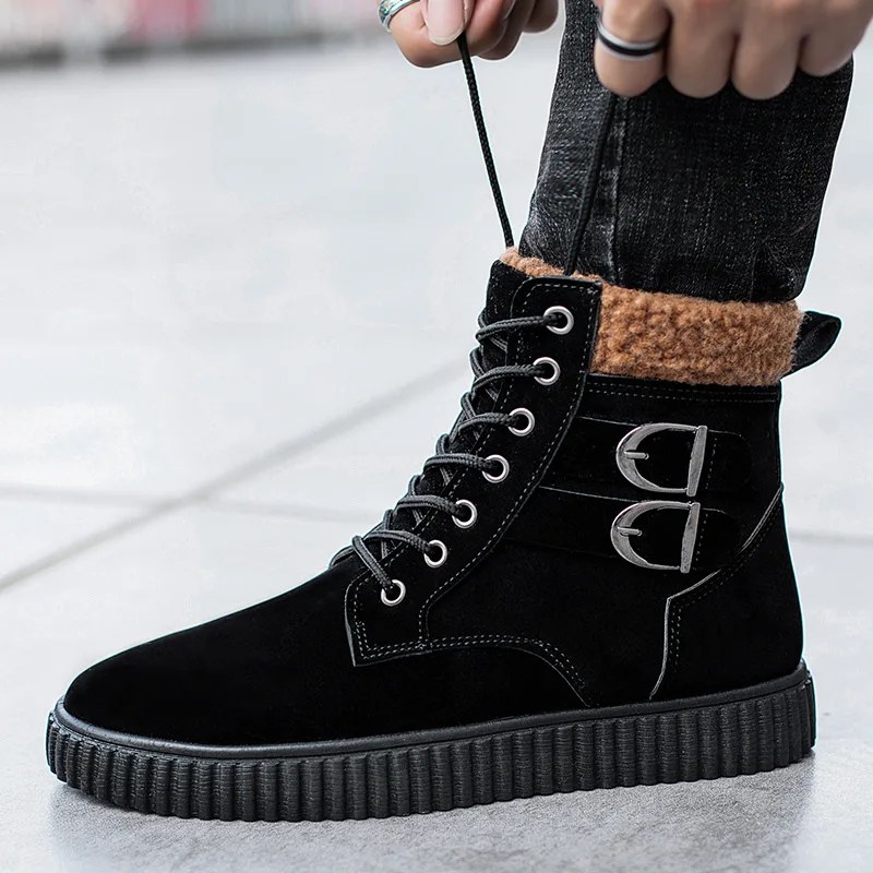

Spring 2020 New Style Hight-top Men Shoes Men's Trendy Shoes Korean-style Versatile Cotton-padded Shoes with Velvet Sneakers Can