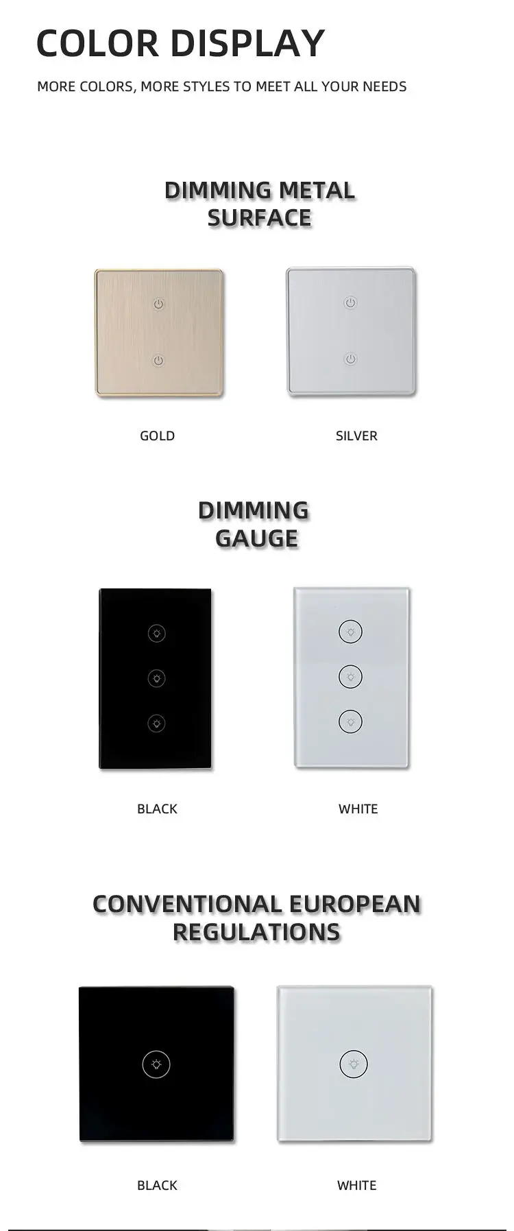 Smart Light touch Switch 1/2/3 Gang wall switch Touch/WiFi/Voice/APP Smart Home controller Works with Alexa/Google home EU UK