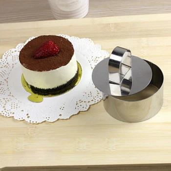 

DIY Fondant Mousse Cake Mold Stainless Steel Decorating Tools Round Silver Ring Slicer Cutter Hand Push Baking Cooking
