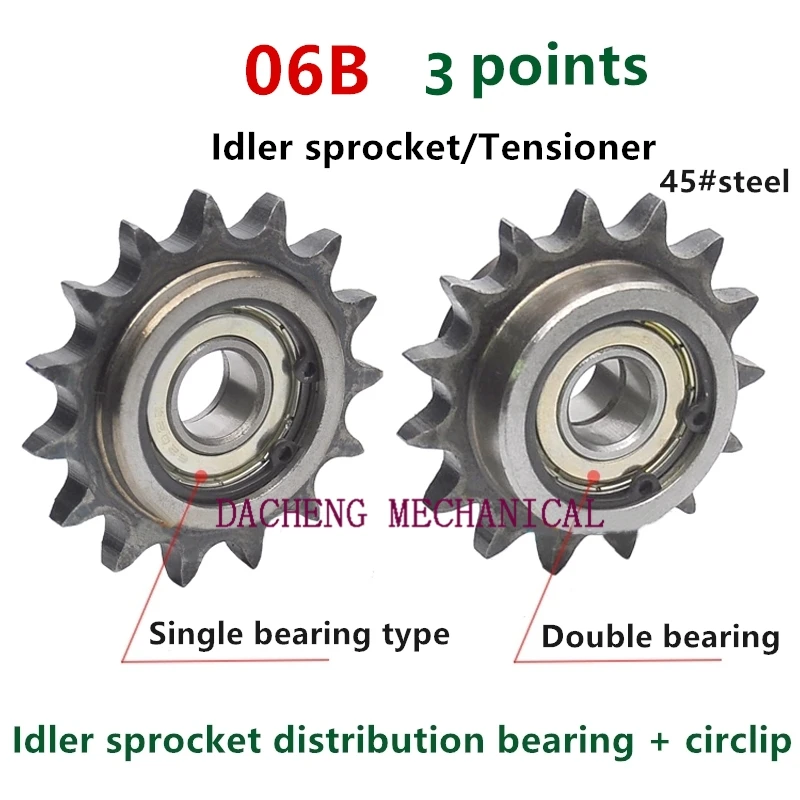 06B 3 points Double Single Bearing Idler Sprockets Drive Chain Sprocket