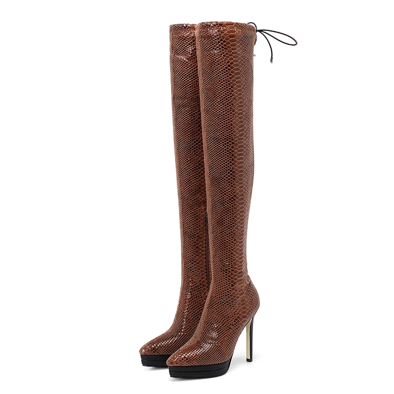 

NEMAONE Over The Knee High Boots Pointed Toe Sexy Tight High Dancing Shoes Woman Long Warm Winter Snow Boots size 41 42