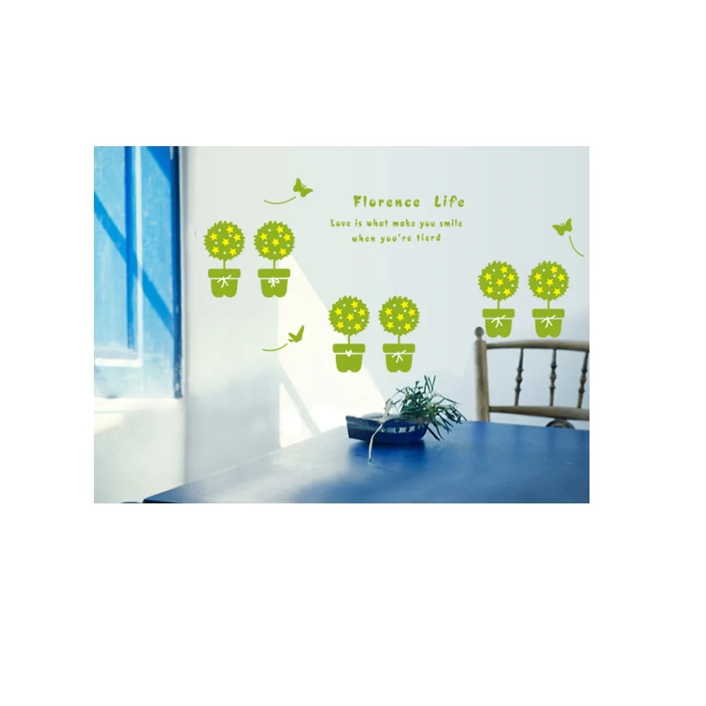 

Removable Wall Stickers Fresh Freen Plants Potted Living-room Hallway Baseboard Waistline Vinyl Espelhos Decorativos