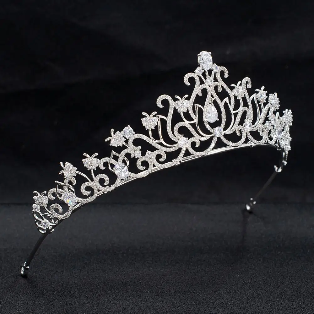 Gorgeous Cubic Zirconia Wedding Bridal Princess Tiara Crown Diadem Women Hair Jewelry Accessories CH10328