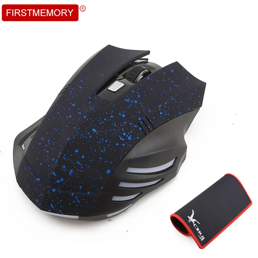 Беспроводная игровая геймерская компьютерная мышь, эргономичная оптическая мышь 6D 1600 dpi, USB игровая мышь с ковриком для мыши, для ПК, ноутбука, рабочего стола