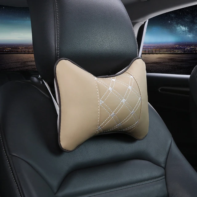 1pc Car Lumbar Support Pad With Headrest Pillow, Four Seasons