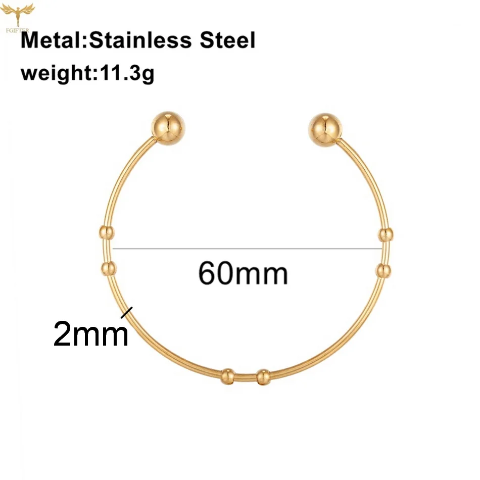 Hollow Star Bracelet Pendant Golden Stainless Steel Woman Bangle Five-pointed Star Bead Ball Open Bracelet Woman Fashion Jewelry 4