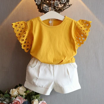 

Pudcoco Toddler Baby Girl Clothes Solid Color T-Shirt Tops Short Pants 2Pcs Outfits Clothes Summer Set