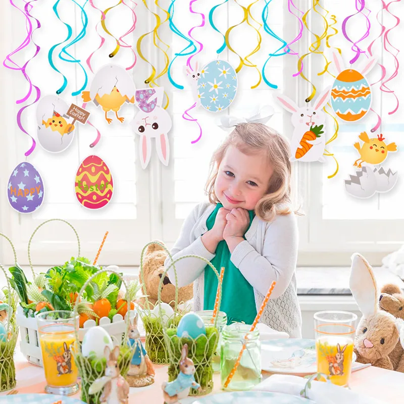 

Frigg Bunny Rabbit Egg Easter Wooden Pendants Ornaments Happy Easter Decoration For Home Party Bunny rabbit Hanging Banner Decor