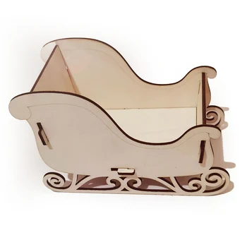 

Wooden Christmas Sleigh Home Decor DIY Assembly Craft Desktop Cute Festive Atmosphere Party Kids Gift With Pigment Unpainted