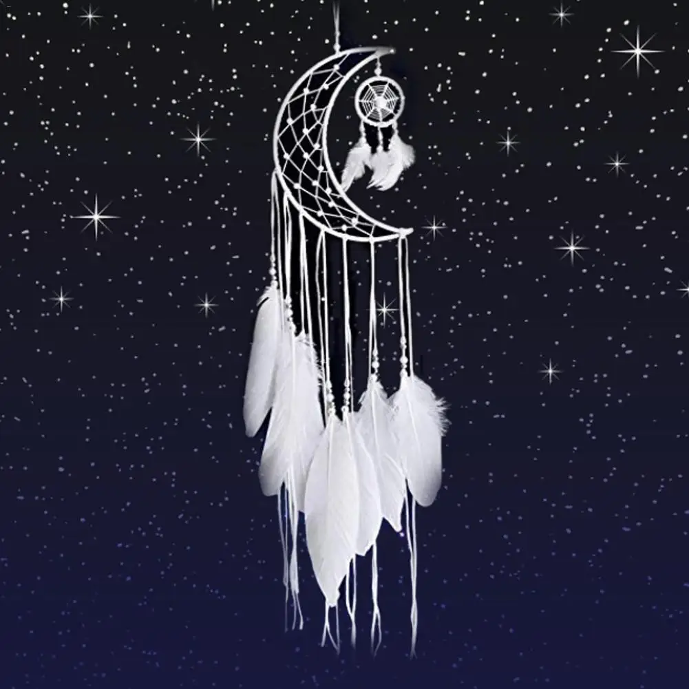 Mini Moon Wind Chimes Dream Catcher Hanging Decoration Ornament For Room Car Handmade Catchers Net | Дом и сад