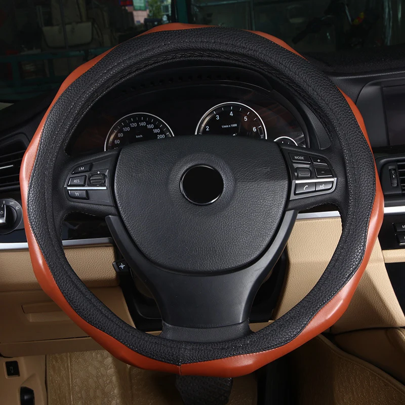 Натуральная кожа адаптирована к рулю 38 см/36 см чехол рулевого колеса автомобиля
