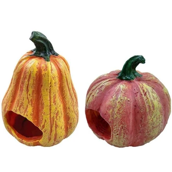 

Reptile Hide Pumpkin Cave Resin Hideout Decor for Leopard Geckos, Bearded Dragons, Lizards, Snakes