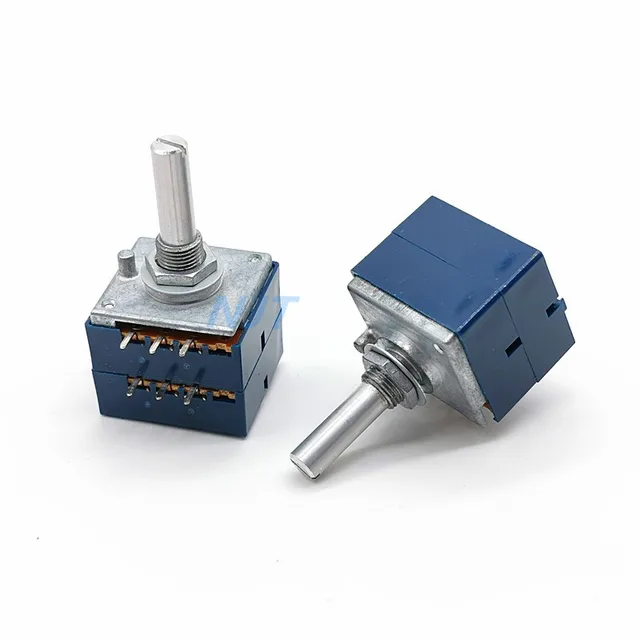 ALPS RK27112 Stereo Drehpoti 500K Linear – 6mm Achse, 20mm Länge – Das Blaue Original Aus Japan