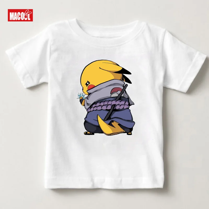 Baby T-shirt Новинка; зимний свитер; хлопковая одежда для мальчиков и девочек с принтом «Покемон го Пикачу»; белые толстовки с длинными рукавами; От 2 до 8 лет - Цвет: Baby T-shirt