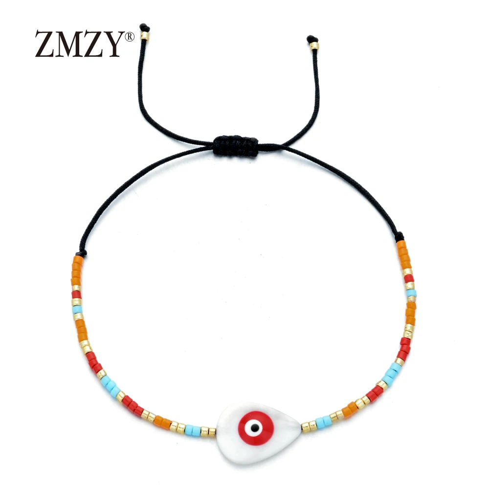 HGSL009-13 ZMZY милые браслеты со сглаза для женщин бисер Boho браслет дружбы ручная работа Seashell бисерный браслет Miyuki подарок для девочки - Окраска металла: HGSL009-13