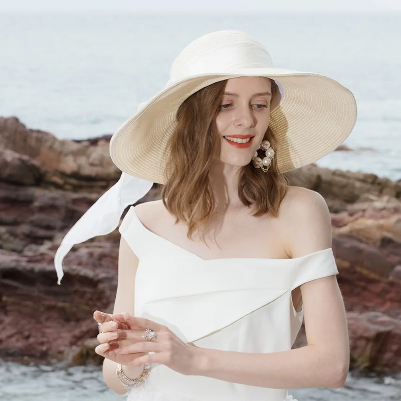 

Женская летняя соломенная шляпа от солнца X065, регулируемый размер, с широкими полями, соломенная шляпа