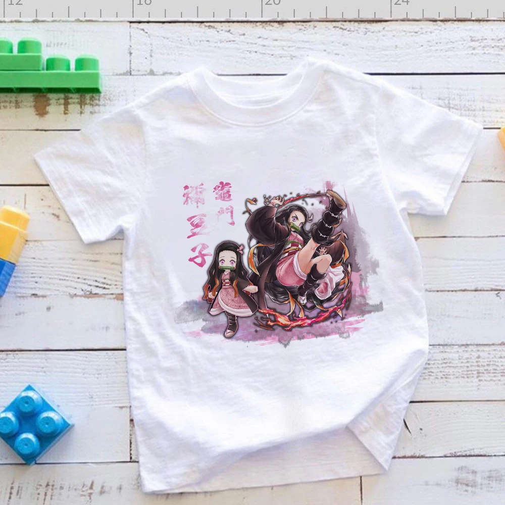 Demon Slayer Anime 2022 T-shirt Cute Kamado Nezuko Print Toddler Girl Clothes Fashion Harajuku Kids Tops Tee Shirt Enfant Fille t shirt the child