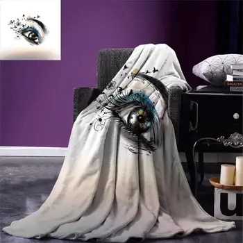 

Eyelash Throw Blanket Art Fashion Illustration with Hand Drawn Female Eye Dramatic Fantasy Look Warm Flannel Blanket