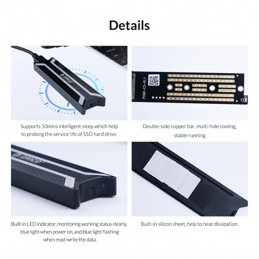 ORICO алюминиевый M.2 Накопитель SSD с протоколом NVME чехол USB C USB 3,1 10 Гбит/с Жесткий диск чехол поддержка UASP M.2 USB NVME корпус жесткий диск коробка
