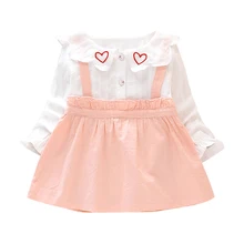 Милое платье для маленьких девочек; Осенняя детская одежда для девочек; платье принцессы в стиле пэчворк с длинными рукавами и рисунком сердца; детская повседневная одежда