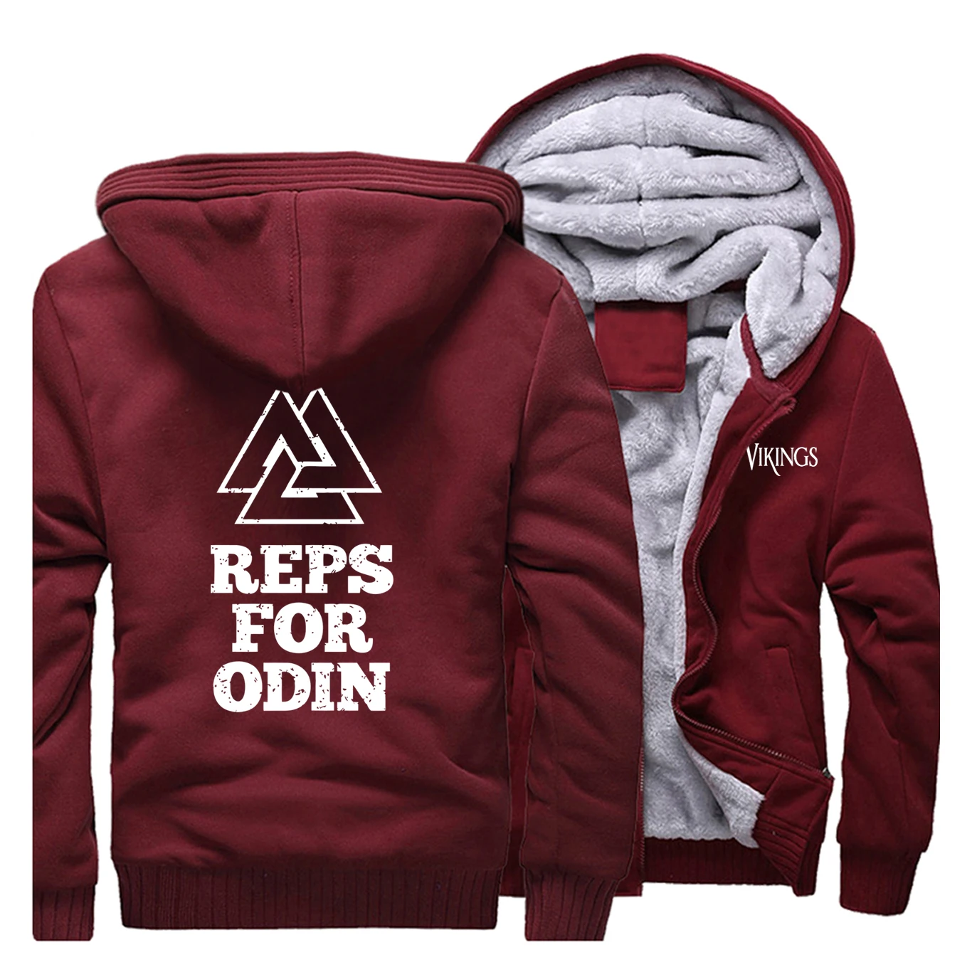 Зима, новинка,, Мужская толстовка Reps For Odin, толстовка Vikings, реглан, высококачественный хип-хоп пальто, плотная одежда, спортивная одежда - Цвет: Wine Red 1