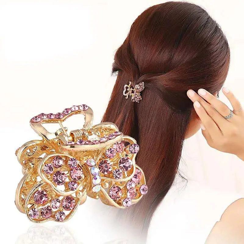 

1PC Fashion Crystal Hair Clip Small Number Butterfly Claw Hair Clip Bangs Hairpin Exquisite Gift