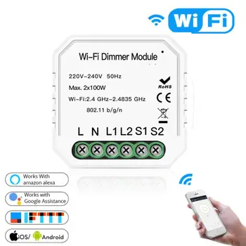 

WiFi Smart LED DIY Light Dimmer Module Switch 220-240V 2 Gang 2 Way Smart Life/Tuya APP Work With Alexa Google Home