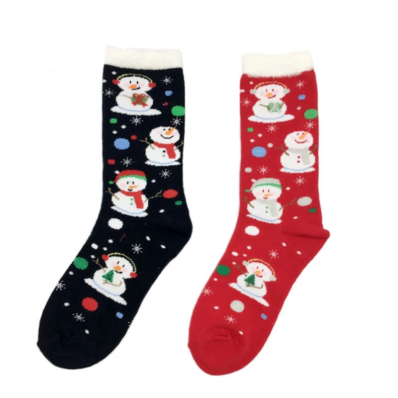 

Long Tube Snowman Christmas Stocking Feathers Striped Cartoon Print Christmas Holiday Casual Elastic Sock1